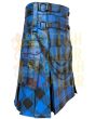 Black And Blue Cow Leather Hybrid Fashion Kilt