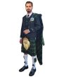 Black Argyll Kilt Outfit With US Army Tartan Kilt, Black color for Male
