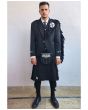 Black Argyll Tweed Outfit with the Black Tartan Kilt, Black color for Male