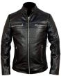 Black Biker Cafe Racer Leather Jacket