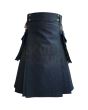 Black Denim Detachable Pockets Kilt For Sale