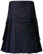 Black Denim Utility Working Kilt, Black color for Male