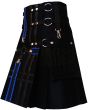 Black Fashion Kilt, Black color for Male