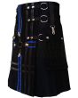 Black Fashion Kilt, Black color for Male