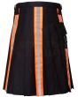 Black Firefighter Kilt For Men, Black color for Male
