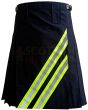 Black High Visibility Firefighter Kilt, Black color for Male