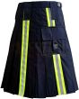 Black High Visibility Firefighter Kilt, Black color for Male