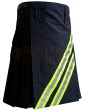 Black High Visibility Firefighter Kilt, Black color for Male