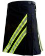 Black High Visibility Firefighter Kilt, Black color for Male