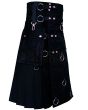Black Long Fashion Kilt, Black color for Male