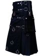 Black Long Fashion Kilt, Black color for Male