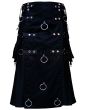 Black Long Fashion Kilt, Black color for Male