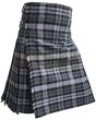 Black Scottish National Tartan Kilt, Gray color for Male