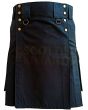 Black Tactical Duty Kilt, Black color for Male