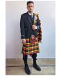 Black Tweed Argyll Wedding Kilt Outfit With Buchanan Modern Tartan Kilt, Black color for Male