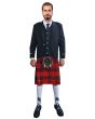 Black Tweed Argyll Wedding Kilt Outfit With Maxwell Modern Tartan Kilt, Black color for Male