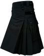 Black Utility Deluxe Kilt Leather Strap, Black color for Male