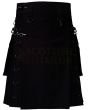 Black Utility Gothic Kilt, Black color for Male