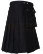 Black Utility kilt for Working Men, Black color for Male