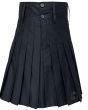 Front View Black Highland Utility Kilt With Structured Pleats