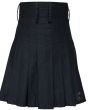 Back View Black Utility Kilt With Full Round Knife Pleats