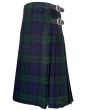 Black Watch Modern Tartan Maxi Skirt Buckle Side View – Genuine Leather Straps & Rust Free Buckles