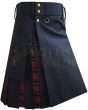 Black With MacDonald Tartan Hybrid Kilt For Men, Black color for Male