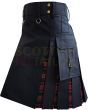 Black With MacDonald Tartan Hybrid Kilt For Men, Black color for Male