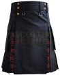 Black With MacDonald Tartan Hybrid Kilt For Men, Black color for Male