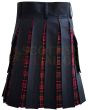 Black With MacDonald Tartan Hybrid Kilt For Men, Black color for Male
