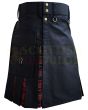 Black With MacDonald Tartan Hybrid Kilt For Men, Black color for Male