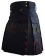 Black With MacDonald Tartan Hybrid Kilt For Men, Black color for Male