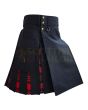 Black With MacGregor Modern Tartan Hybrid Kilt For Men, Black color for Male