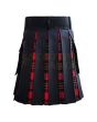 Black With MacGregor Modern Tartan Hybrid Kilt For Men, Black color for Male