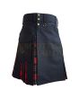 Black With MacGregor Modern Tartan Hybrid Kilt For Men, Black color for Male