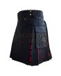 Black With MacGregor Modern Tartan Hybrid Kilt For Men, Black color for Male