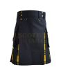 Black With MacLeod of Lewis Tartan Hybrid Kilt For Men, Black color for Male