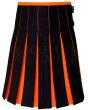 Black With Orange Tartan Style Hybrid Kilt, Black color for Male