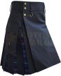 Black With Pride of Scotland Tartan Hybrid Kilt For Men, Black color for Male