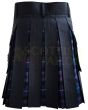 Black With Pride of Scotland Tartan Hybrid Kilt For Men, Black color for Male