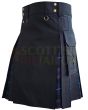 Black With Pride of Scotland Tartan Hybrid Kilt For Men, Black color for Male