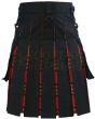 Black With Royal Stewart Tartan Hybrid Kilt, Black color for Male