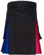 Black With Three Color Box Pleated Hybrid Kilt, Black color for Male