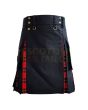 Black With Wallace Red Tartan Hybrid Kilt For Men, Black color for Male