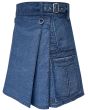 Blue Denim Slash Pocket Utility Kilt left side view