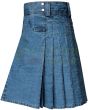 Blue Denim Wash Kilt, Blue color for Male