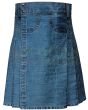 Blue Denim Wash Kilt, Blue color for Male
