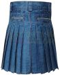Blue Denim Wash Kilt, Blue color for Male