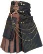 Brown & Black Utility Hybrid Fashion Kilt, Brown color for Male