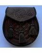 Brown Celtic Embossed Lether Sporran For Sale